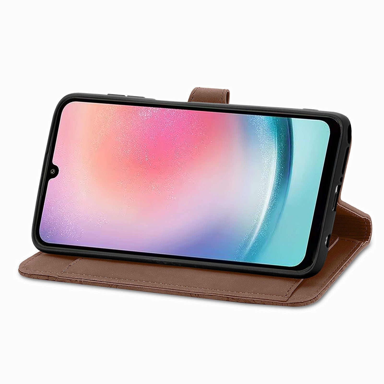 Til Samsung Galaxy A24 4G lynlåslommestativ etui PU-læderpung med blomsterpåtrykt telefoncover Til Samsung Galaxy A24 4G lynlåslommestativ etui PU-læderpung med blomsterpåtrykt telefoncover